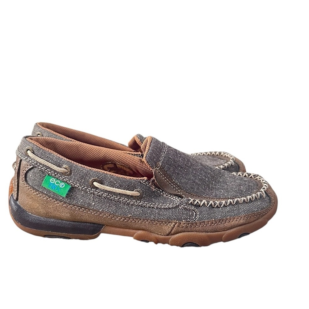 Twisted X Brown Canvas & Tan Slip-On Driving Shoes